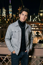 Men’s Slim-Fit Korean Lapel Jacket – Solid Color Spring/Fall Coat