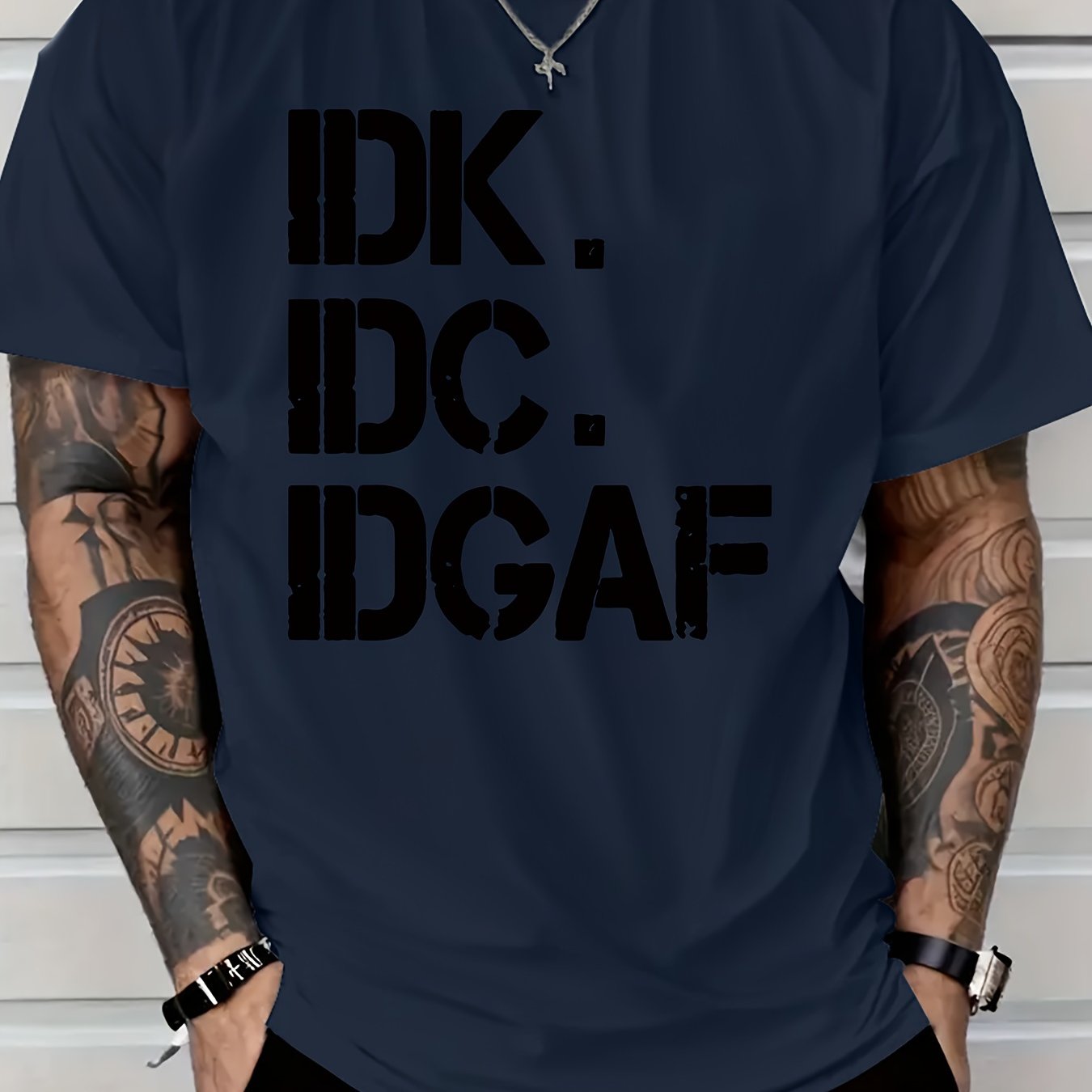Men’s IDK IDC IDGAF Print T-Shirt – Casual Crew Neck Summer Tee