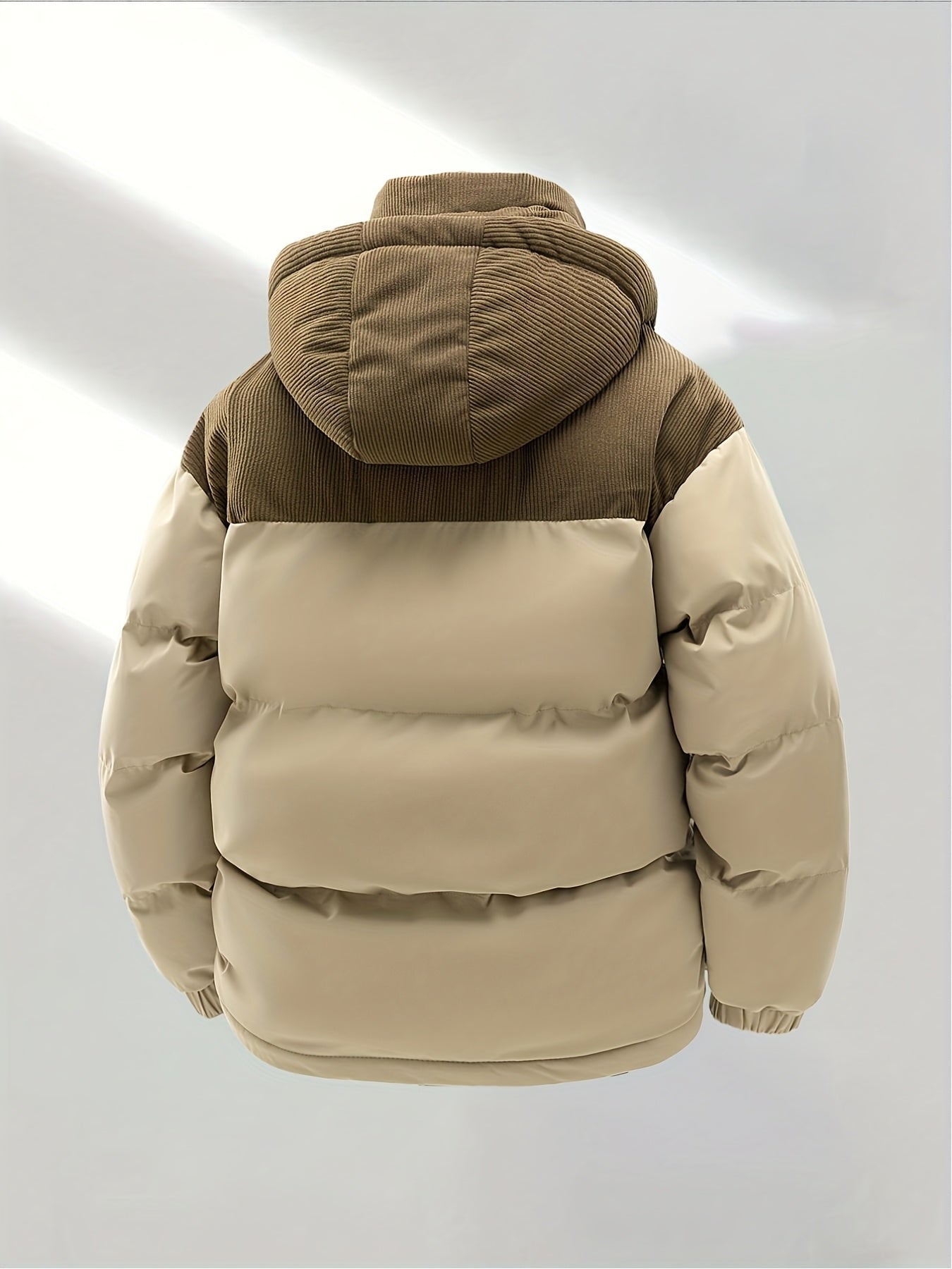 Men’s Heavyweight Black Puffer Block Winter Jacket – Hooded Full-Zip Outdoor Coat