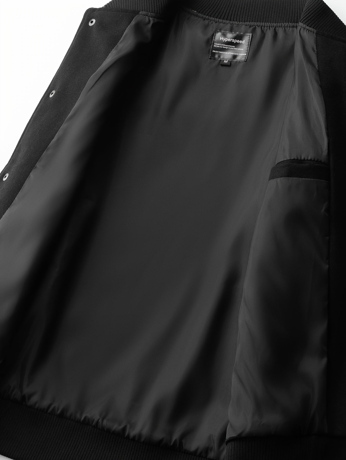 Men’s Black Baseball Jacket with Letter B – Vintage Varsity Outerwear, Polyester Lining