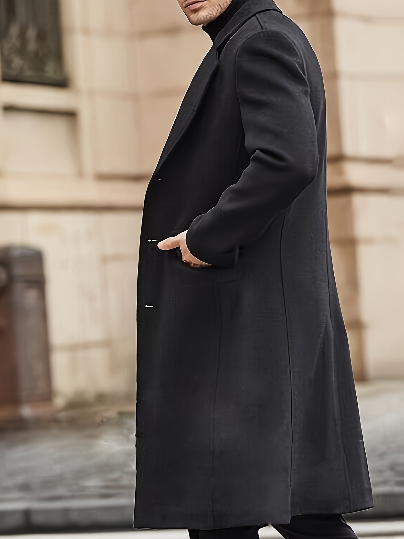 Men’s Long Warm Dragon & Phoenix Trench Coat – Classic Autumn/Winter Outerwear