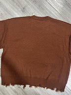 Unisex Oversized Knit Sweater – Drop Shoulder, Frayed Hem, Autumn/Winter Streetwear