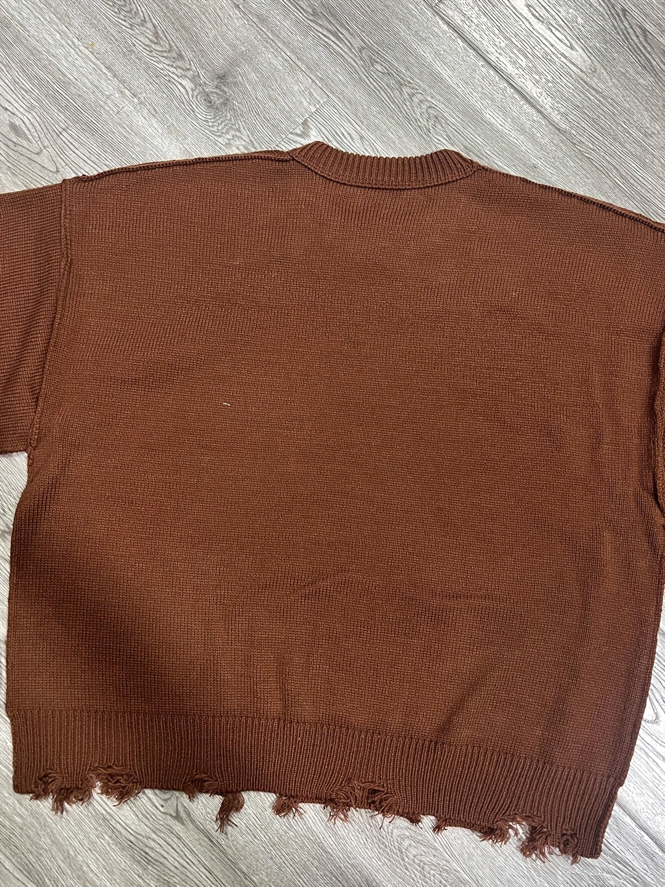 Unisex Oversized Knit Sweater – Drop Shoulder, Frayed Hem, Autumn/Winter Streetwear