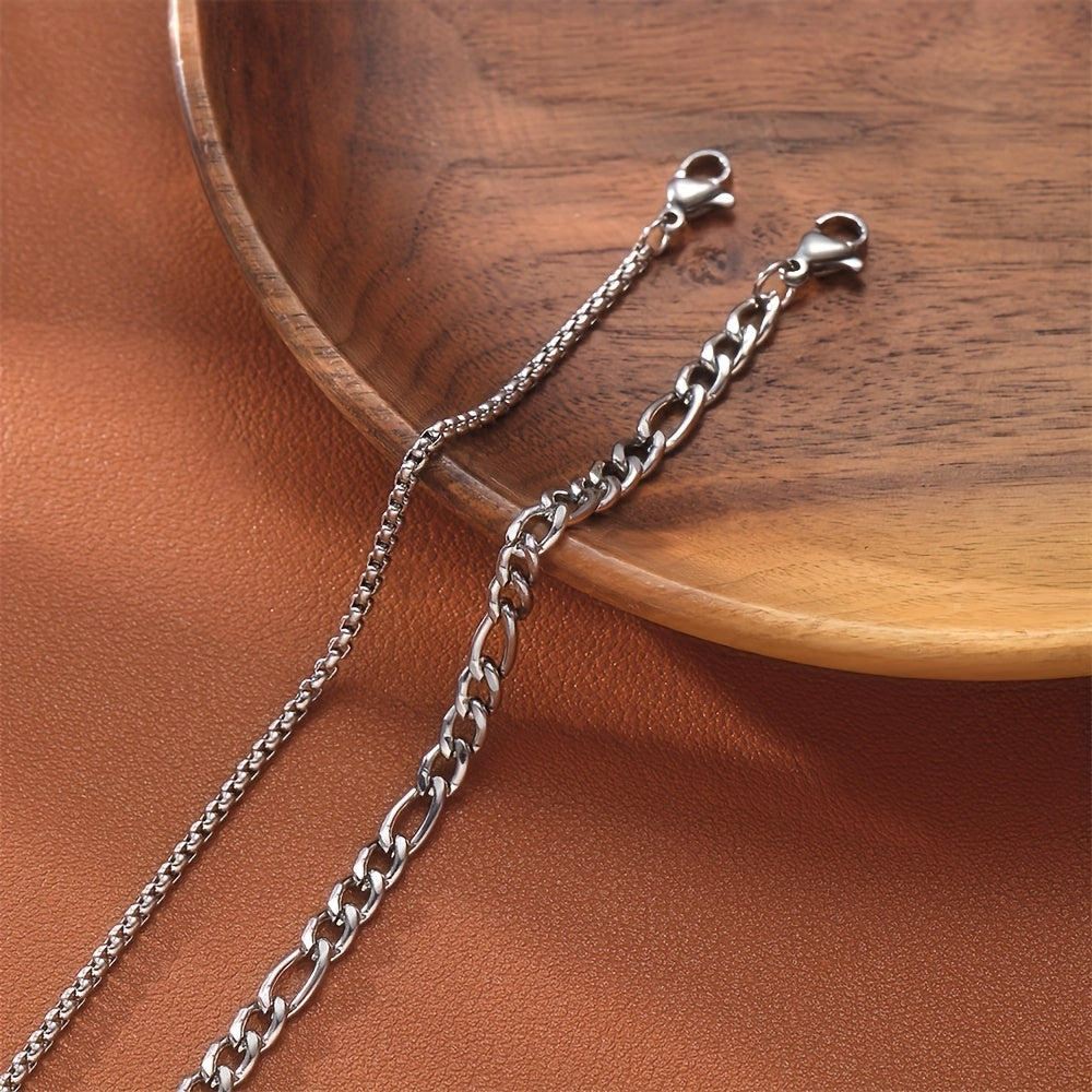 Unisex Interlocking Link Jewelry Set – Stainless Steel Bracelet & Necklace (2pcs)