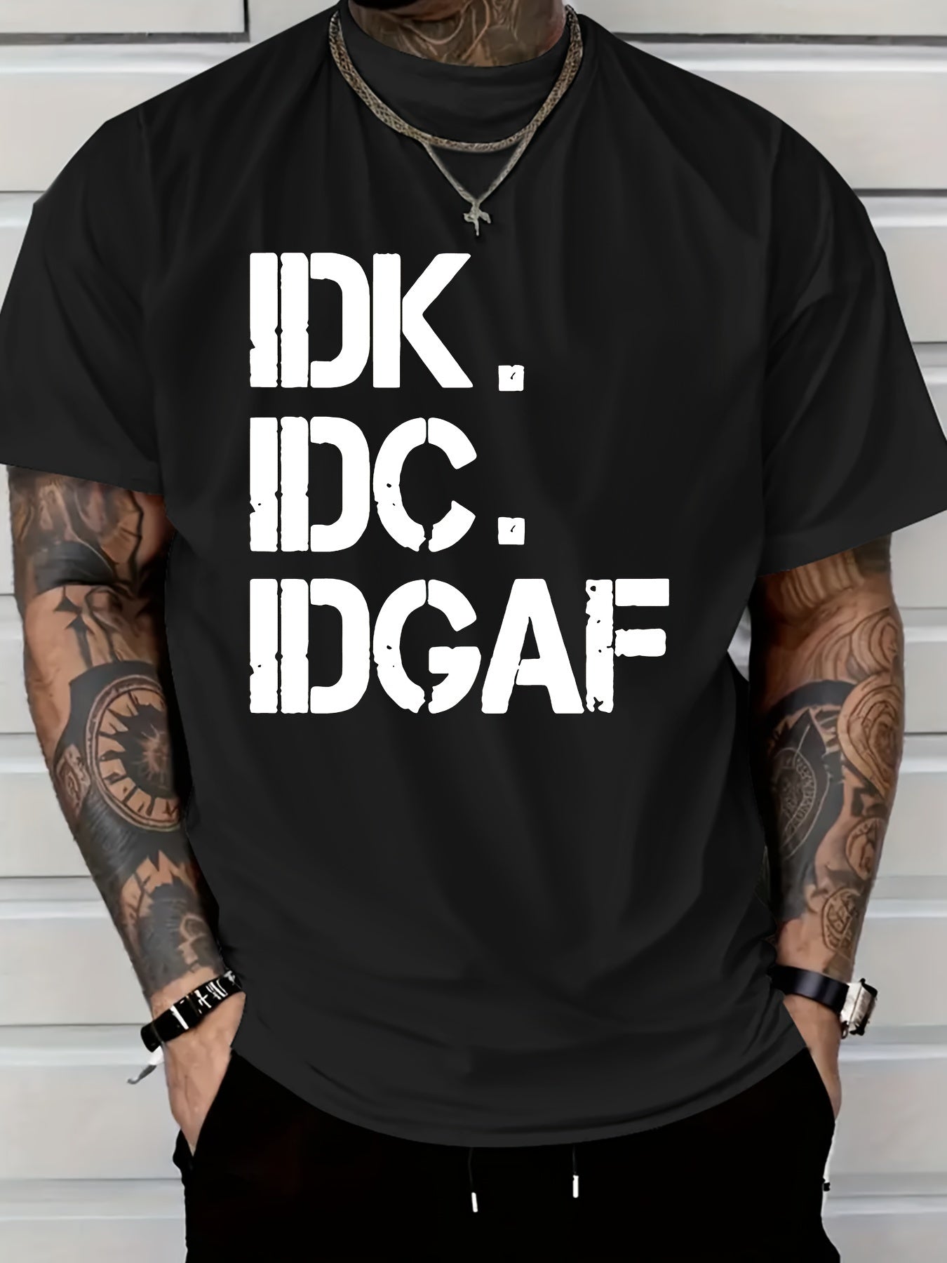 Men’s IDK IDC IDGAF Print T-Shirt – Casual Crew Neck Summer Tee