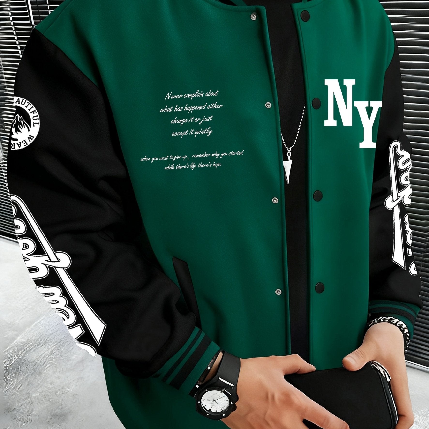 Men’s Vintage Varsity Jacket – Red & Black NY Baseball Coat