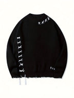 Unisex Distressed Sweater – Frayed Hem & Sleeves Loose Knit Street Pullover