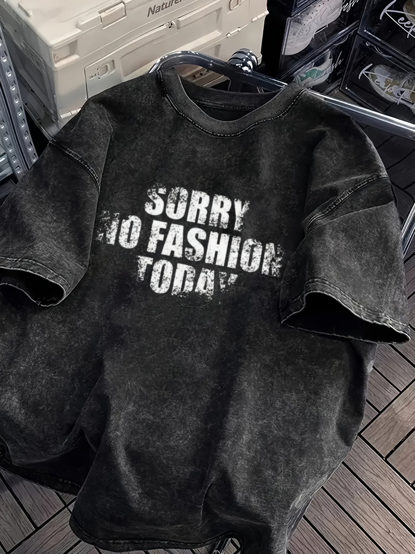 Unisex “SORRY NO FASHION TODAY” Vintage Oversized Tee – Heavyweight Streetwear