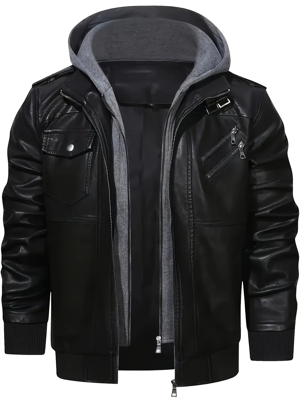 Men’s "BESTSELLER" Black Hooded Jacket – Full-Zip Outdoor Casual Coat