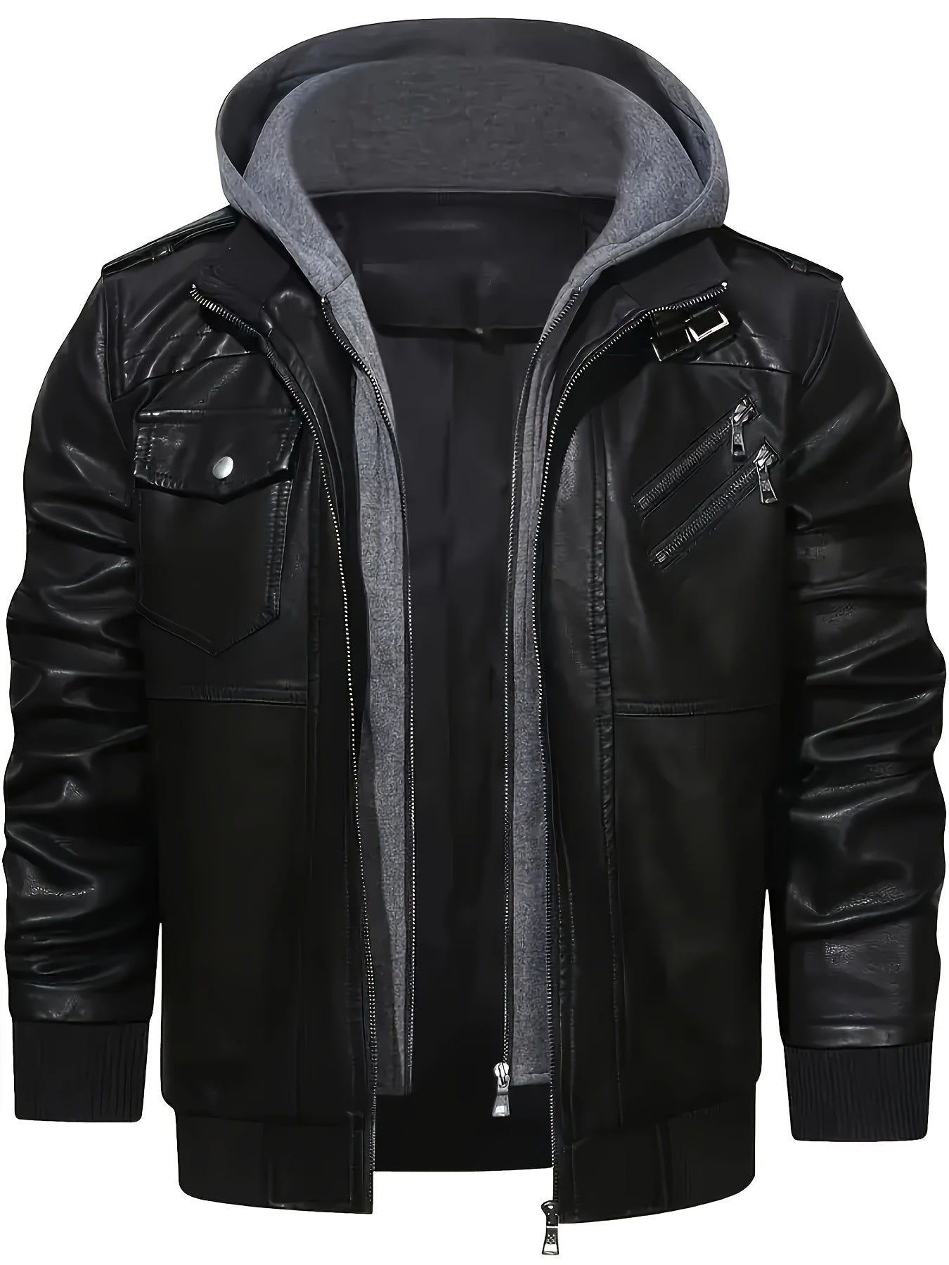 Men’s "BESTSELLER" Black Hooded Jacket – Full-Zip Outdoor Casual Coat