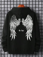 Men’s Autumn Fleece Hoodie with Angel Wings Graphic