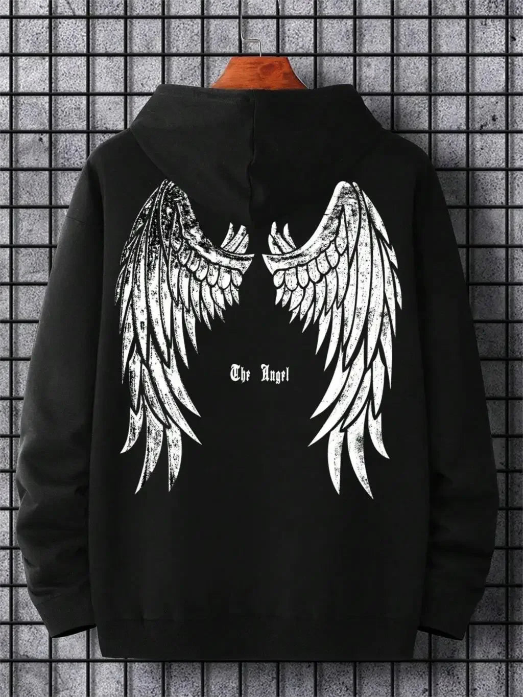 Men’s Autumn Fleece Hoodie with Angel Wings Graphic