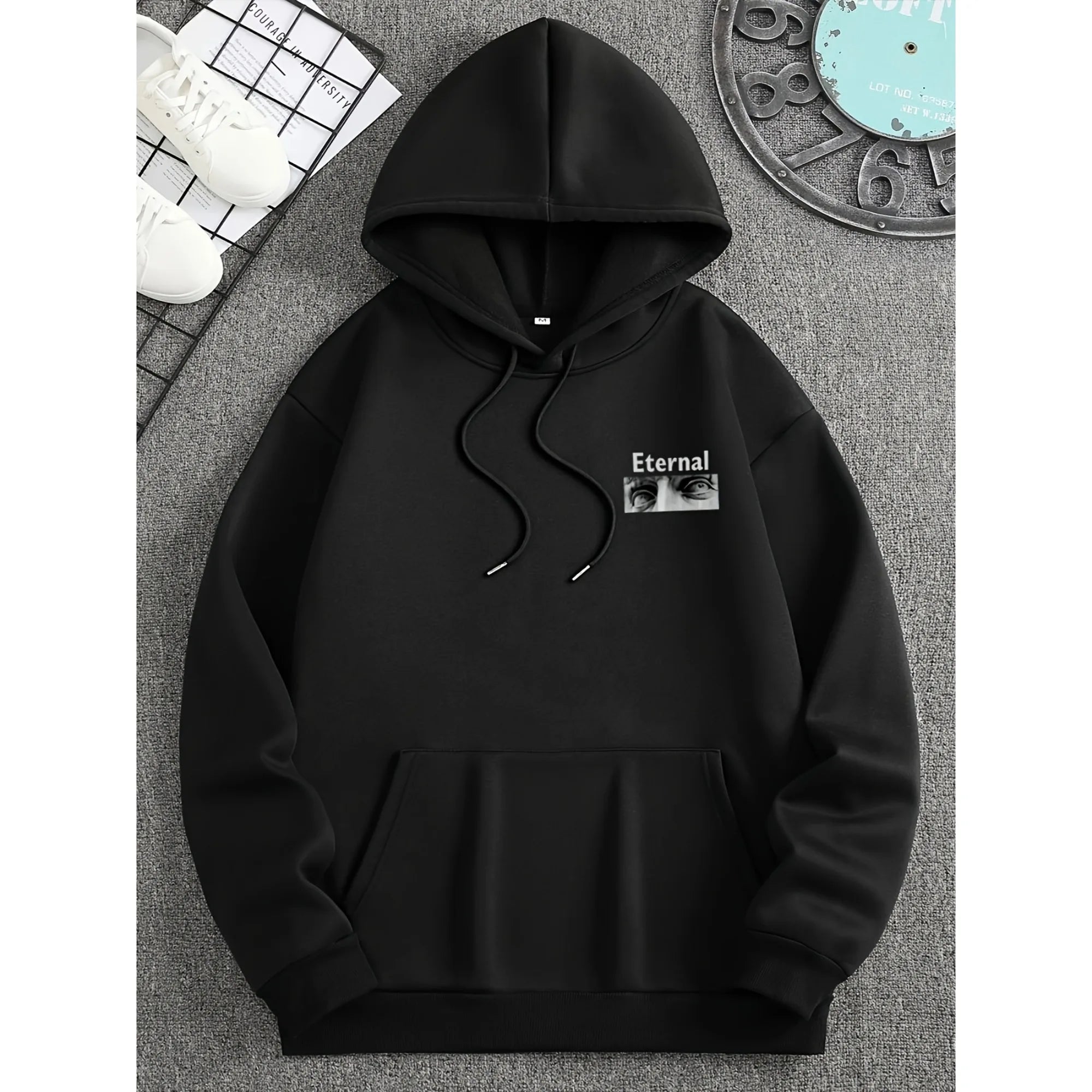 Unisex BESTSELLER Fleece-Lined "ETERNAL" Letter Print Hoodie – Autumn/Winter Pullover