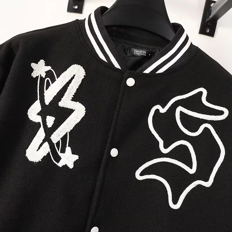 Unisex "BESTSELLER" American Varsity Jacket – Embroidered Loose-Fit Outerwear