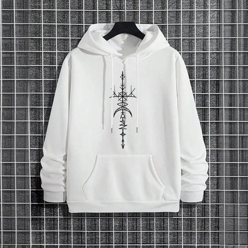Men’s Fall/Winter Sporty Hoodie – Mysterious Symbols Streetwear Sweatshirt