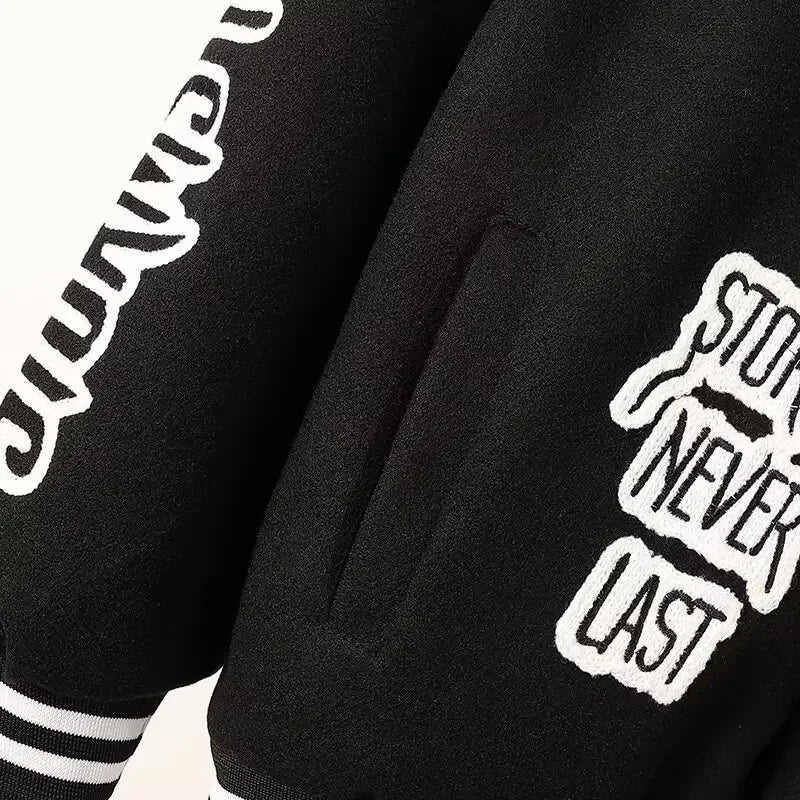 Unisex "BESTSELLER" American Varsity Jacket – Embroidered Loose-Fit Outerwear