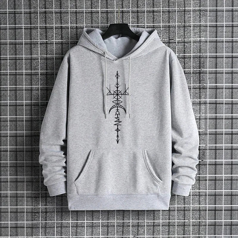 Men’s Fall/Winter Sporty Hoodie – Mysterious Symbols Streetwear Sweatshirt