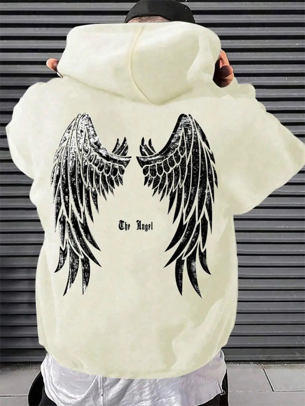 Men’s Autumn Fleece Hoodie with Angel Wings Graphic