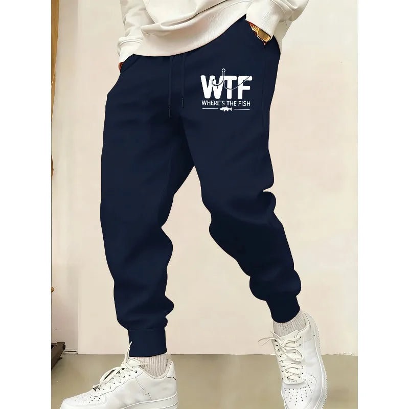 Men’s WTF Print Sports Joggers – Casual Fitness & Streetwear Pants