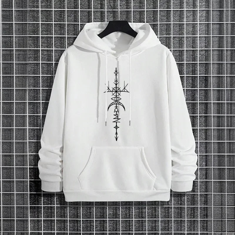 Men’s Fall/Winter Sporty Hoodie – Mysterious Symbols Streetwear Sweatshirt