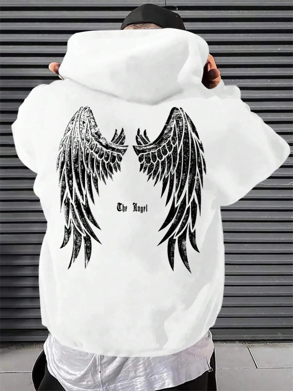 Men’s Autumn Fleece Hoodie with Angel Wings Graphic