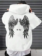 Men’s Autumn Fleece Hoodie with Angel Wings Graphic