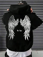 Men’s Autumn Fleece Hoodie with Angel Wings Graphic