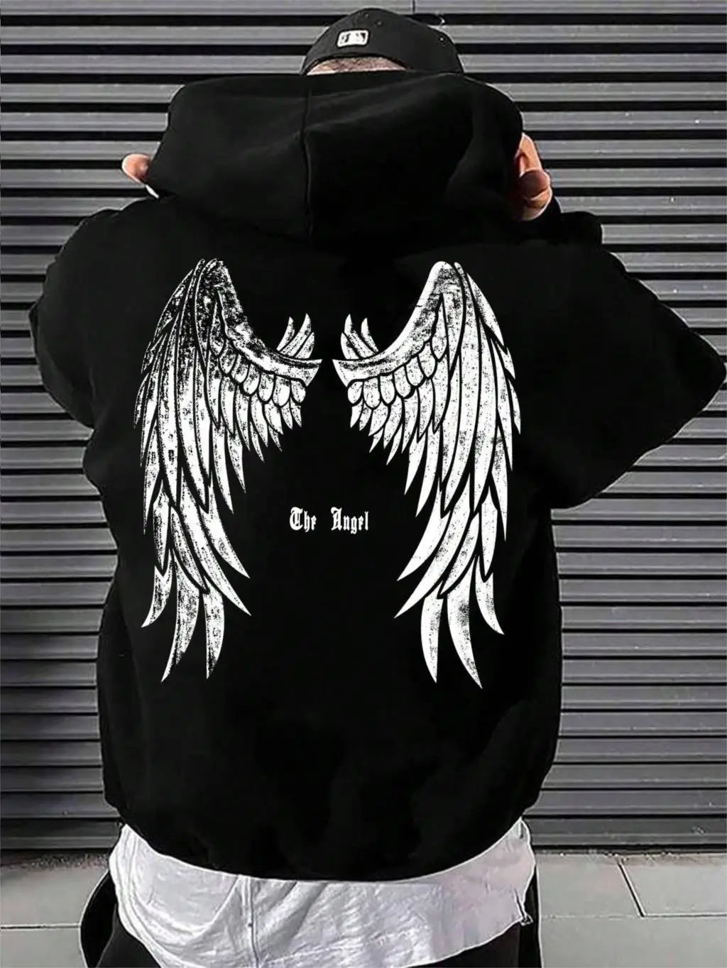 Men’s Autumn Fleece Hoodie with Angel Wings Graphic