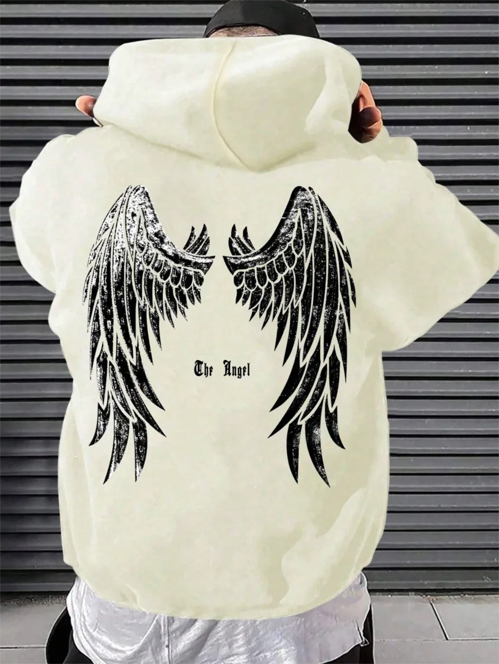 Men’s Autumn Fleece Hoodie with Angel Wings Graphic