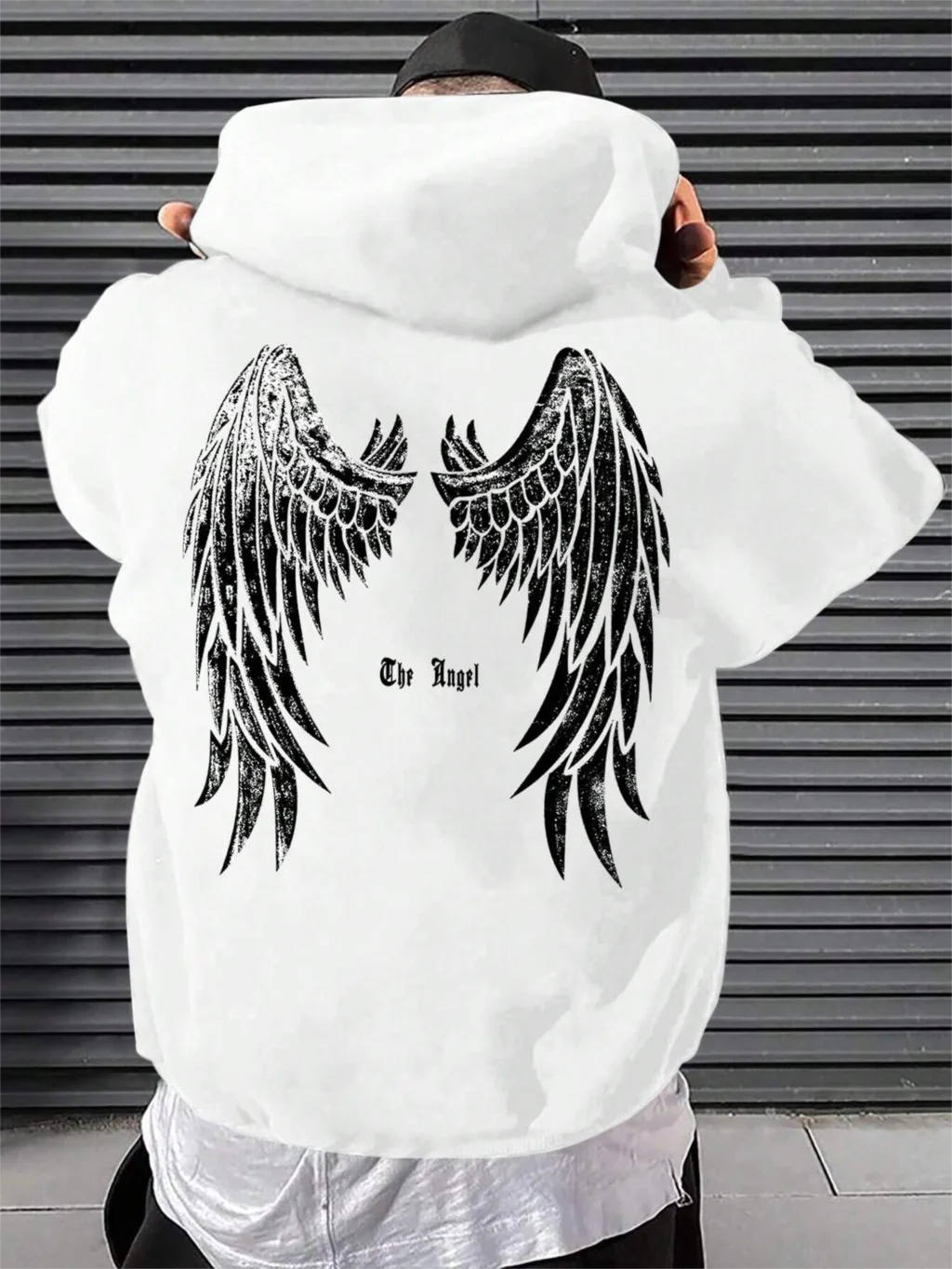 Men’s Autumn Fleece Hoodie with Angel Wings Graphic