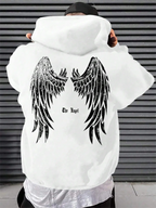 Men’s Autumn Fleece Hoodie with Angel Wings Graphic