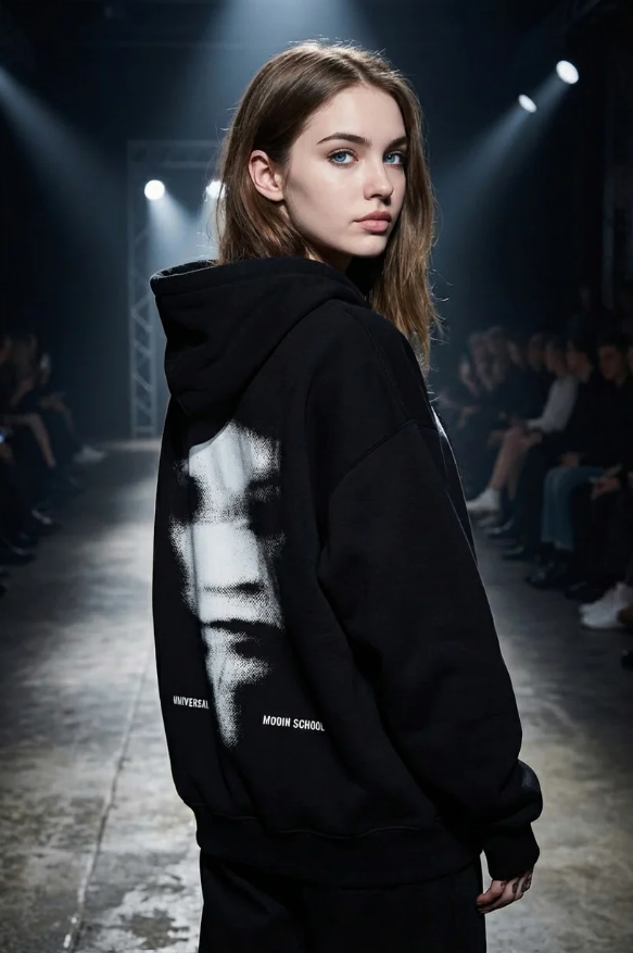 Unisex Oversized Abstract Face Hooded Sweatshirt