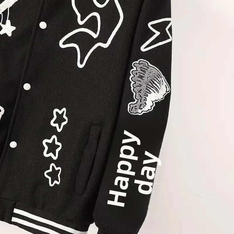 Unisex "BESTSELLER" American Varsity Jacket – Embroidered Loose-Fit Outerwear