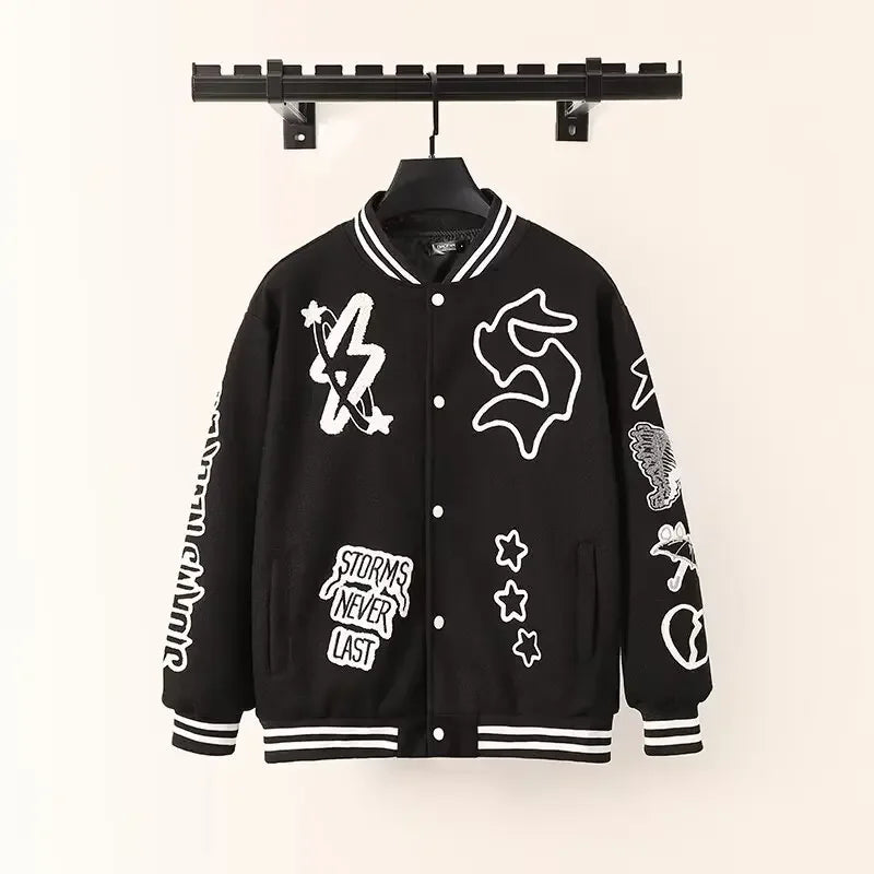 Unisex "BESTSELLER" American Varsity Jacket – Embroidered Loose-Fit Outerwear