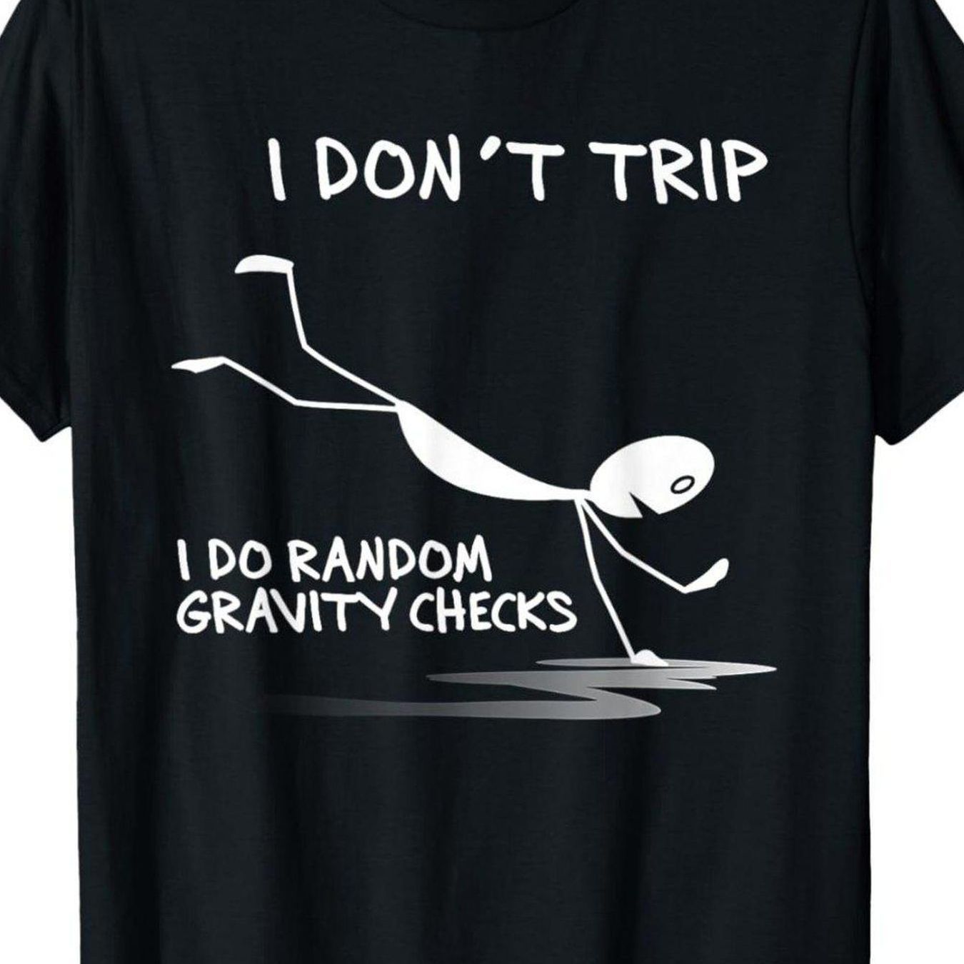 Funny Gravity Checks T-Shirt – Oversized Unisex Humor Tee in Black/White