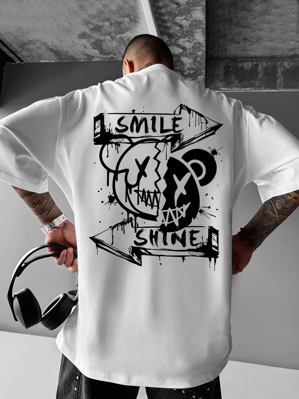 Men’s “Smile & Shine” Skull Graphic T-Shirt – Urban Streetwear Tee
