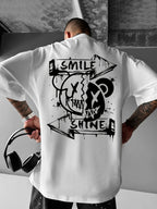 Men’s “Smile & Shine” Skull Graphic T-Shirt – Urban Streetwear Tee