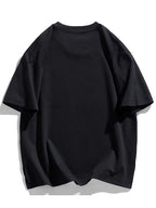 Men’s Black Heavyweight T-Shirt with White Cross Print – All-Season Cotton