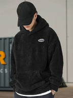 Men’s Oversized Plush Hoodie – Warm Fleece Pullover with Large Pocket