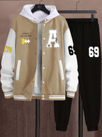 Men’s A-69 Color Block Varsity Jacket & Joggers Set