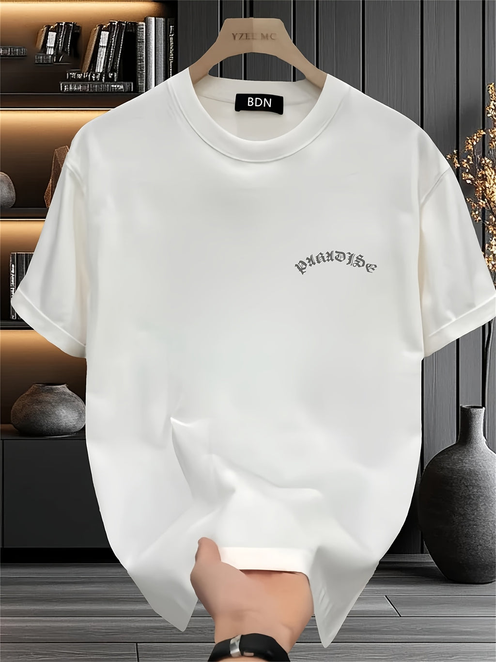 Men’s Heavyweight Graphic Tee – Gothic Lettering & Winged Justice Design