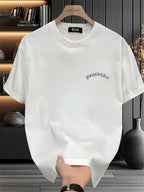 Men’s Heavyweight Graphic Tee – Gothic Lettering & Winged Justice Design