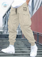 Men’s Street Style Oversized Footed Cargo Pants – Drawstring Waist, Spring/Fall Comfort