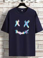 Oversized Pastel Bird Print T-Shirt – Black Casual Tee for Youth & Men (Plus Size)