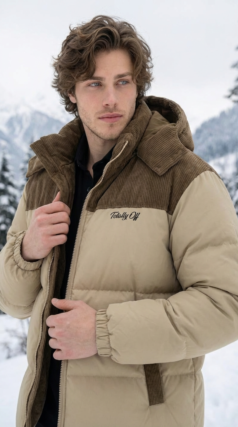 Men’s Heavyweight Black Puffer Block Winter Jacket – Hooded Full-Zip Outdoor Coat