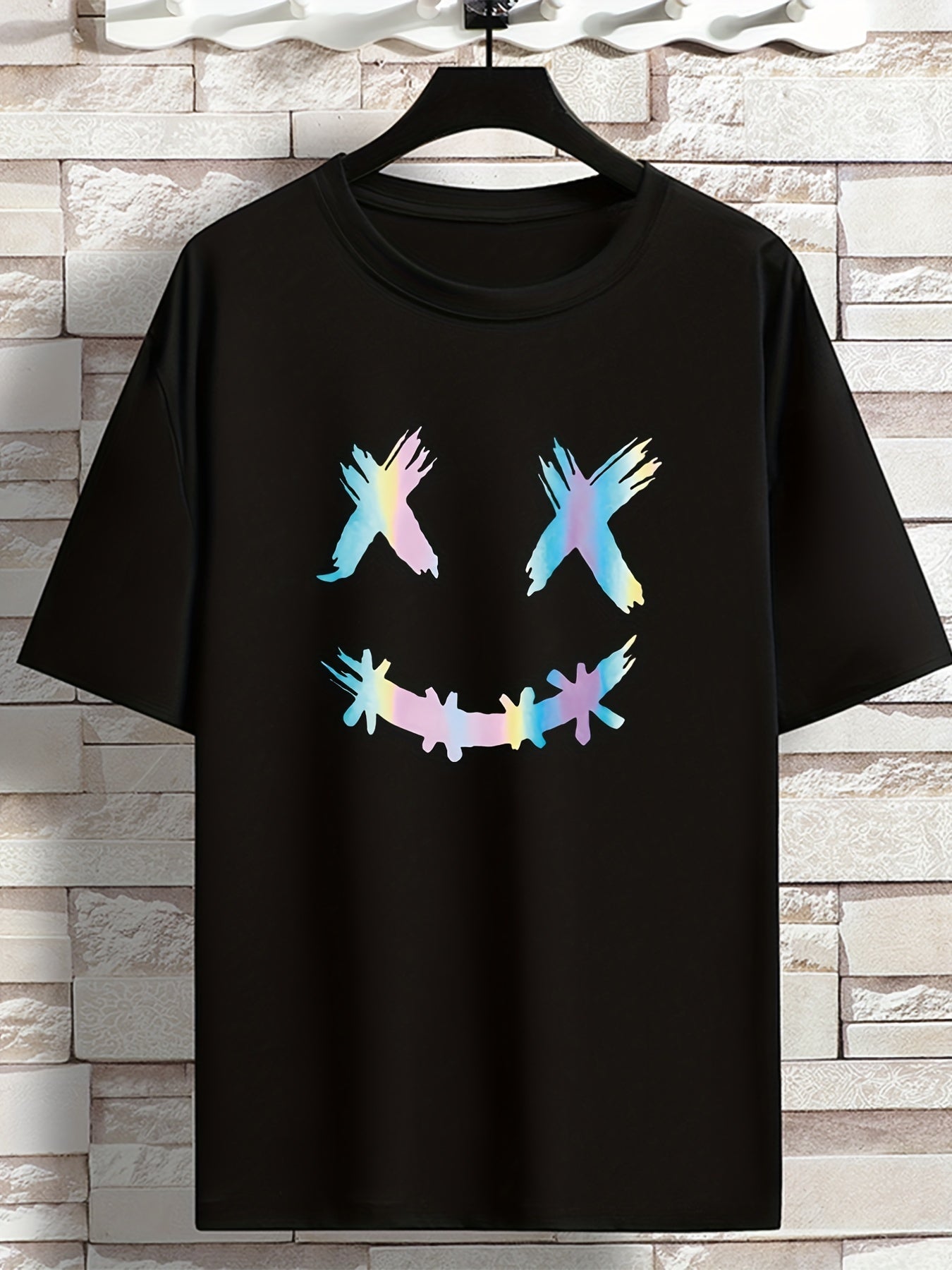 Oversized Pastel Bird Print T-Shirt – Black Casual Tee for Youth & Men (Plus Size)