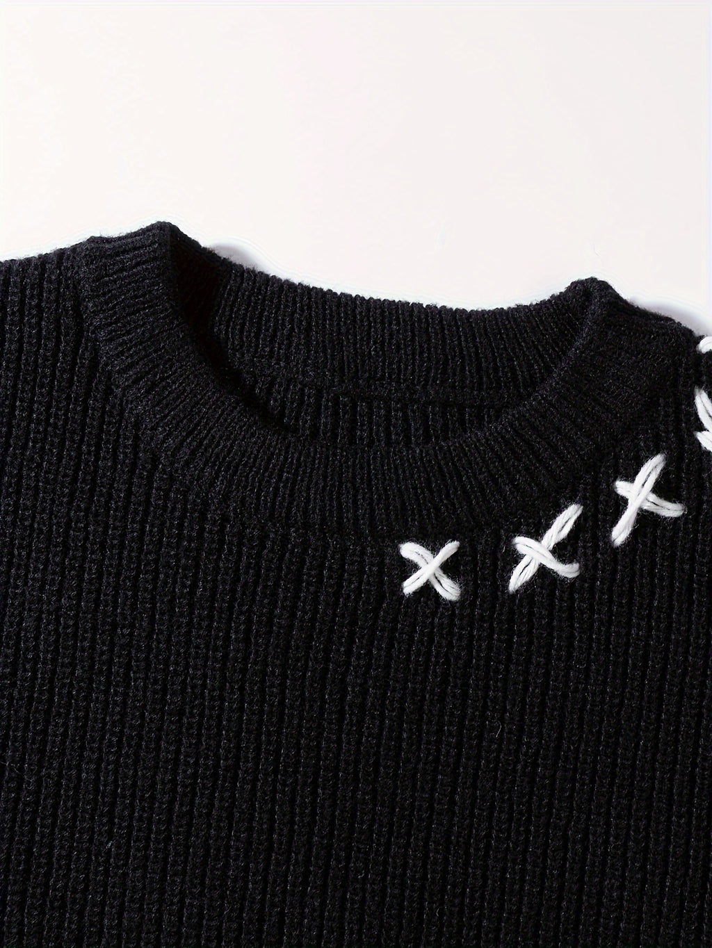 Unisex Distressed Sweater – Frayed Hem & Sleeves Loose Knit Street Pullover