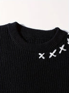 Unisex Distressed Sweater – Frayed Hem & Sleeves Loose Knit Street Pullover