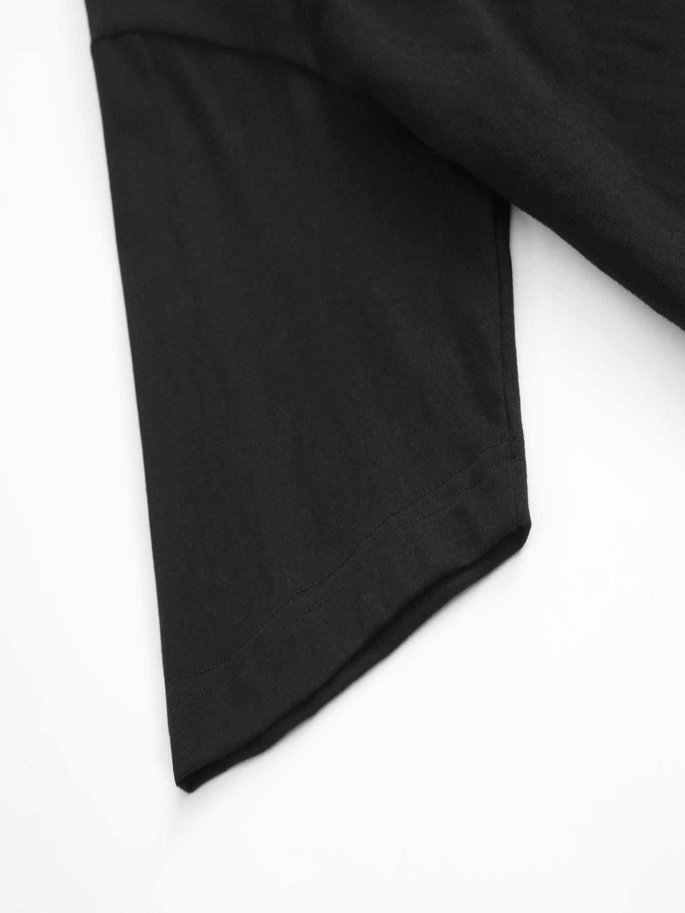 Men’s Oversized Flag Tee – Black Star & Stripe Print, 100% Cotton