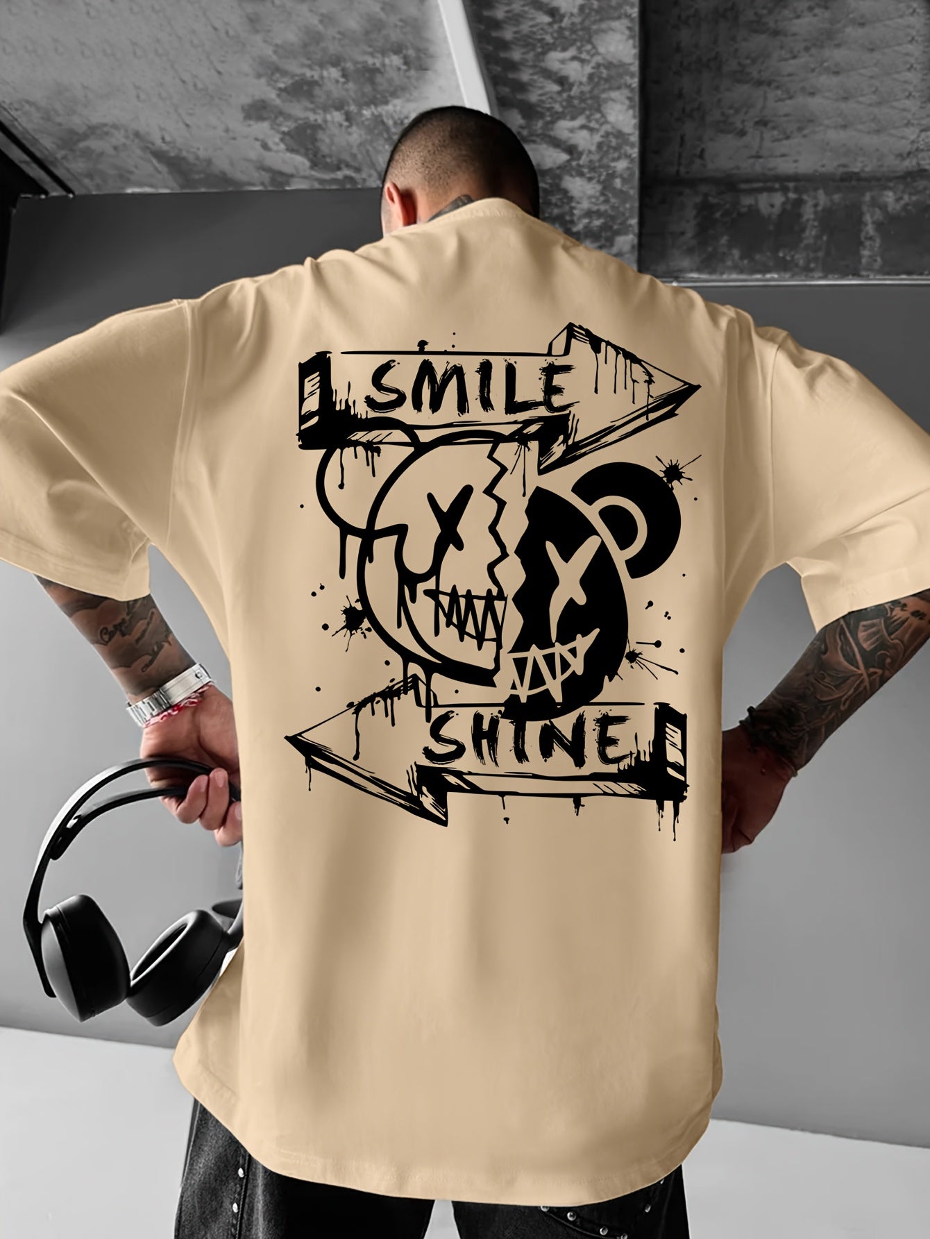 Men’s “Smile & Shine” Skull Graphic T-Shirt – Urban Streetwear Tee